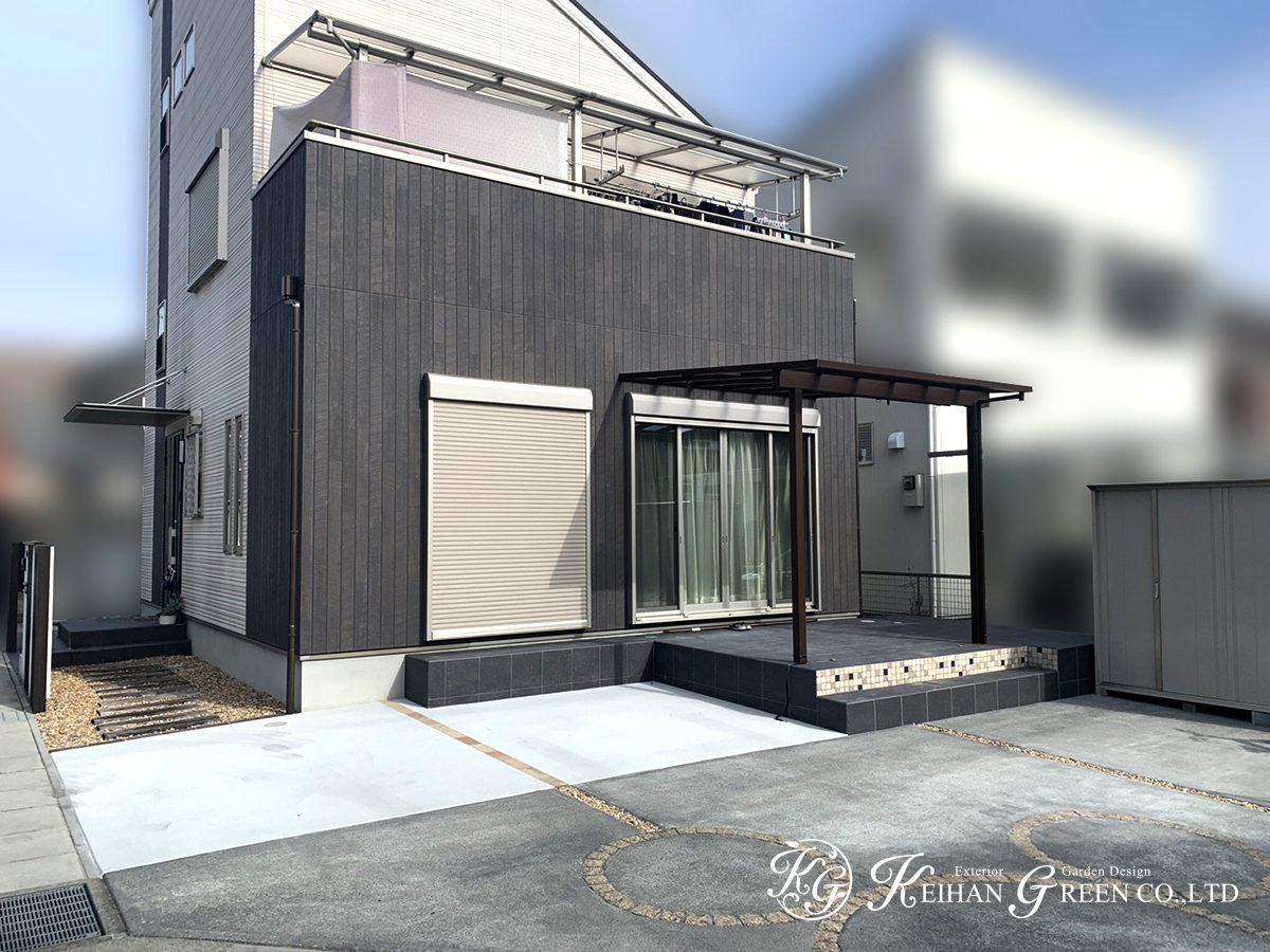 main 1 - 広々タイルデッキとテラス屋根で明るく楽しい空間に　大津市