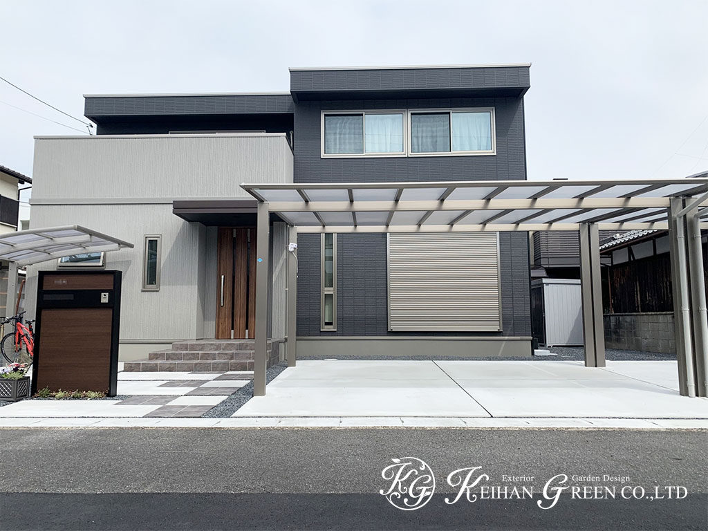 main 2 - シンプルながら雰囲気のあるオープン外構　野洲市