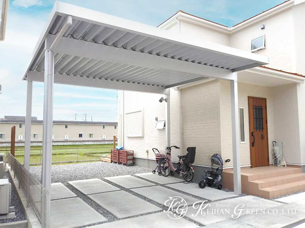 main 1 - 折板カーポートもおうちに合わせた色ですっきりおしゃれに　彦根市
