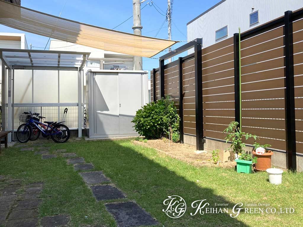 main 7 - ナチュラル感のあるフェンス＆シェードで目隠しと日除け対策　野洲市